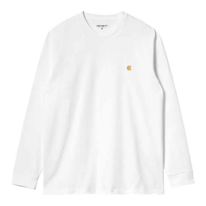 Carhartt WIP L/S Chase T-Shirt - White/Gold